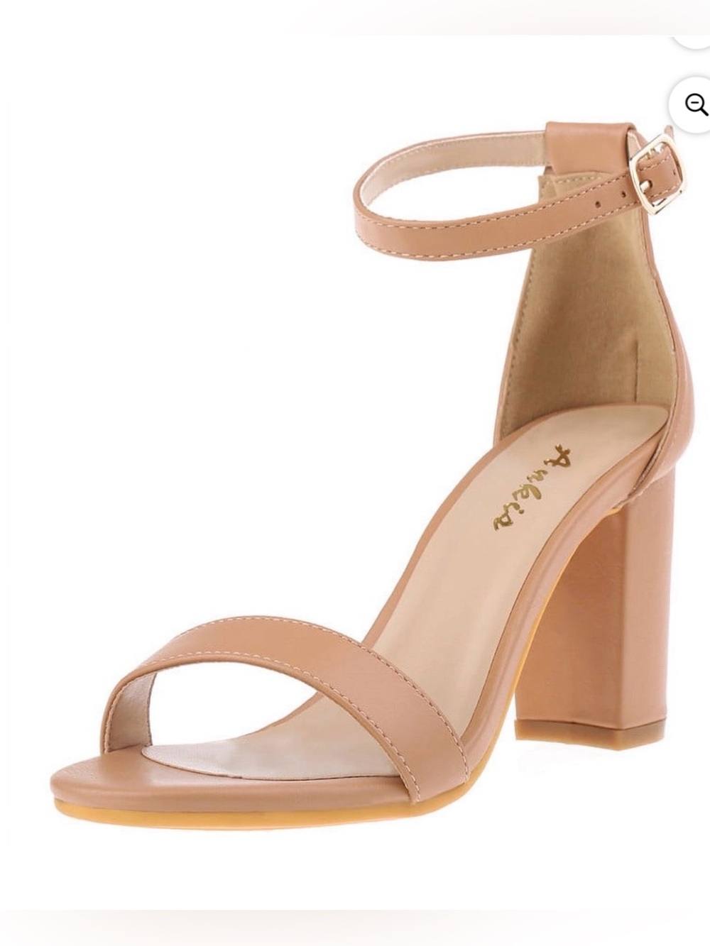 Ankle Strap Block Heel Sandals in Nude